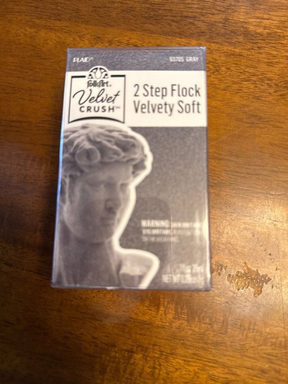 FolkArt Velvet Crush 2 Step Flock Velvety Soft Gray Craft Kit 1oz Adhesive & 11g